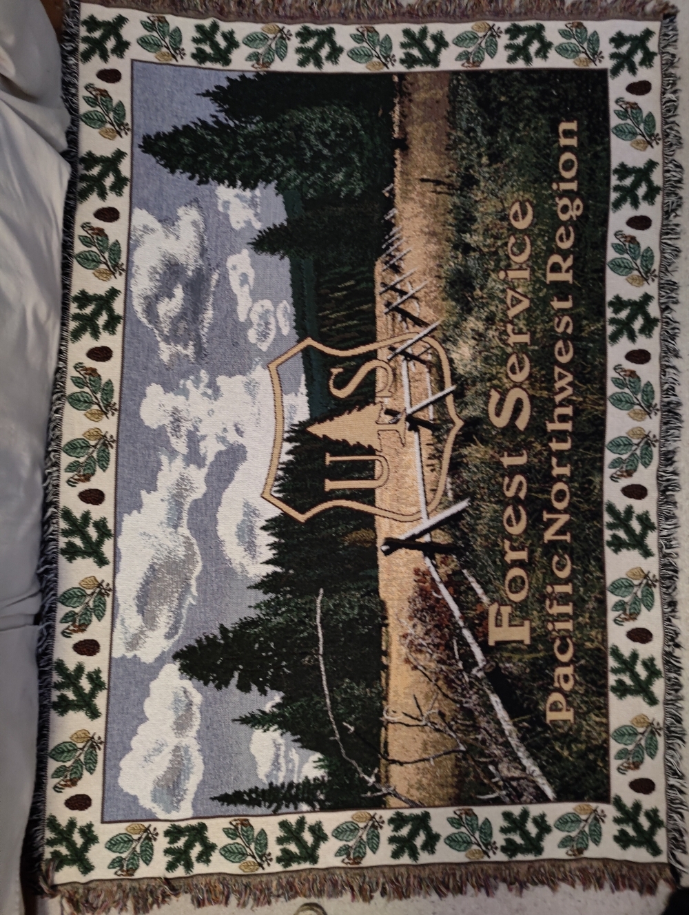 US Forest Service Tapestry Weave Cotton Throw Blanket, 50" x 70"